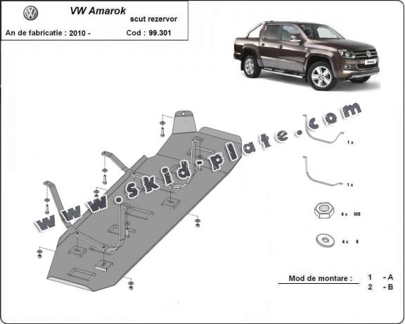 Steel fuel tank skid plate  for Volkswagen Amarok - Only for versions without factory protections