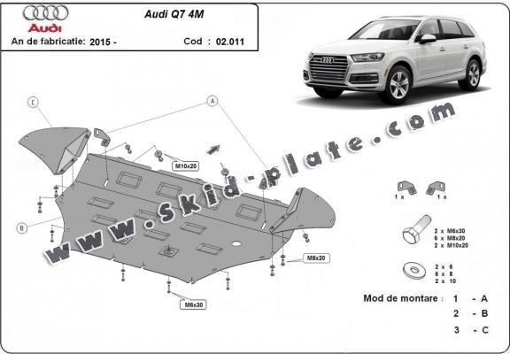 Steel skid plate for Audi Q7 