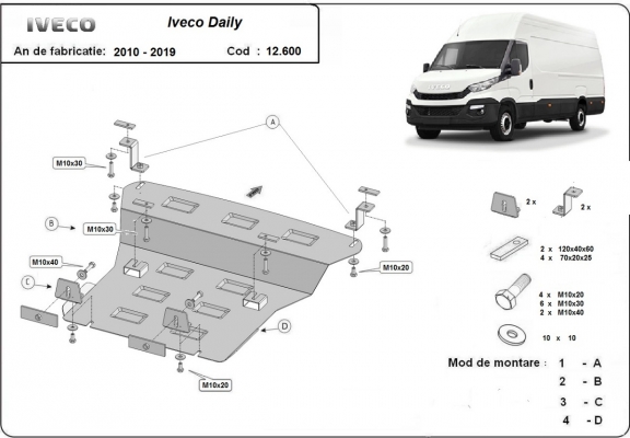 Steel skid plate for Iveco Daily 6