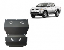 Steel skid plate for the protection of the engine and the radiator for Mitsubishi L 200