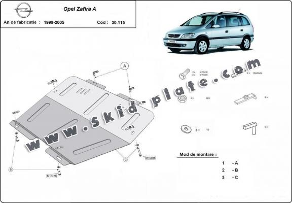 Steel skid plate for Opel Zafira A 