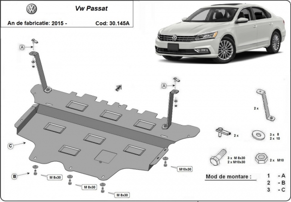 Steel skid plate for VW Passat B8 - automatic gearbox