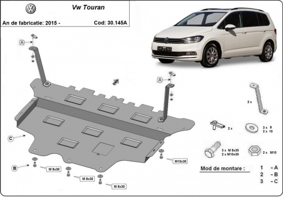 Steel skid plate for VW Touran - automatic gearbox
