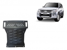 Steel skid plate for the protection of the engine and the radiator for Mitsubishi Pajero 4 (V80, V90)