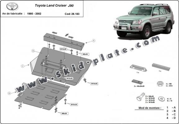 Steel skid plate for Toyota Land Cruiser J90