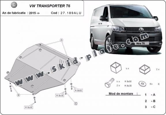 Aluminum skid plate for Volkswagen Transporter T6