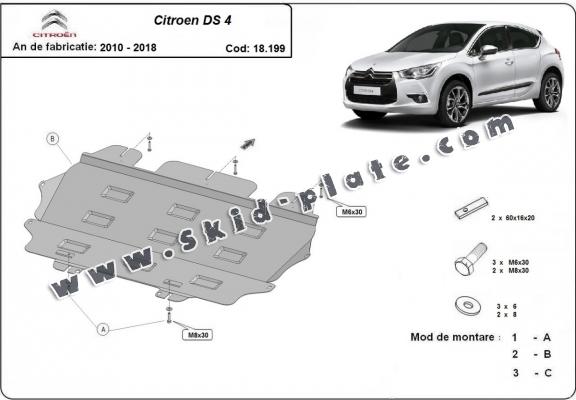 Steel skid plate for Citroen DS4