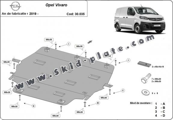 Steel skid plate for Opel Vivaro