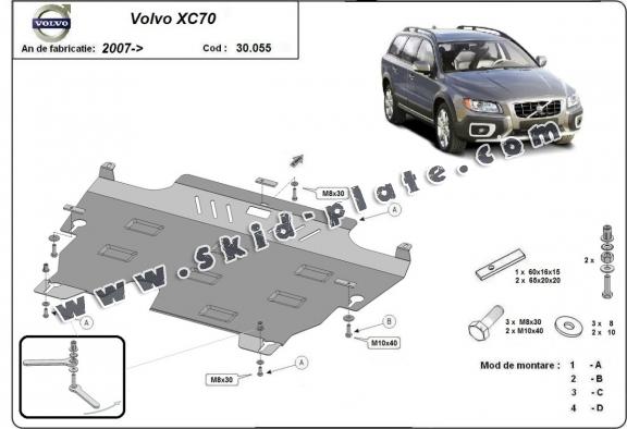 Steel skid plate for the protection of the engine and the gearbox for Volvo XC70