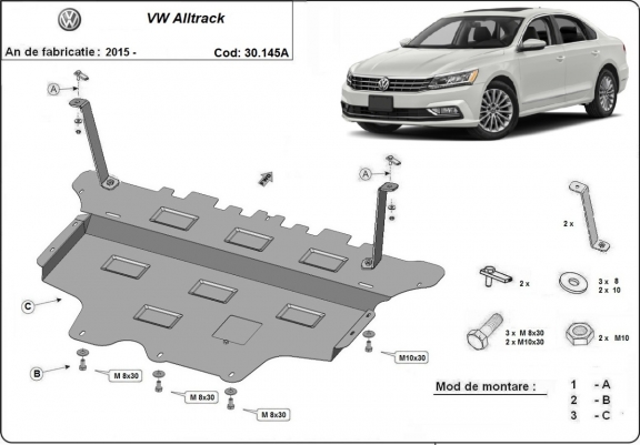 Steel skid plate for VW Passat Alltrack - automatic gearbox