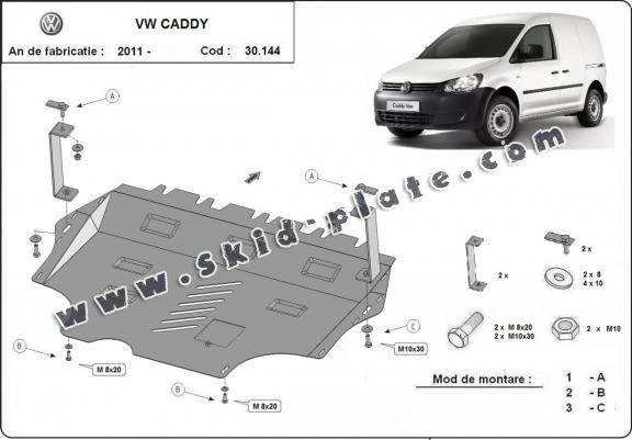 Steel skid plate for VW Caddy