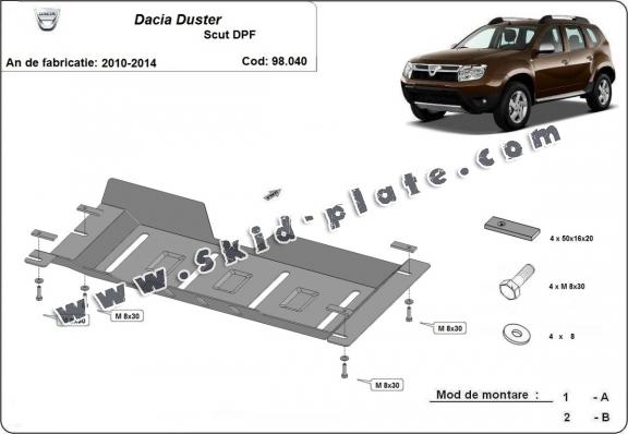 Steel DPF skid plate  for Dacia Duster