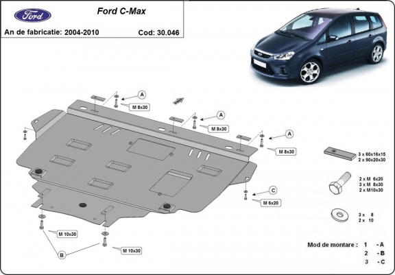 Steel skid plate for Ford C - Max