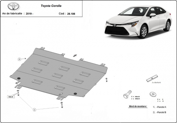 Steel skid plate for Toyota Corolla