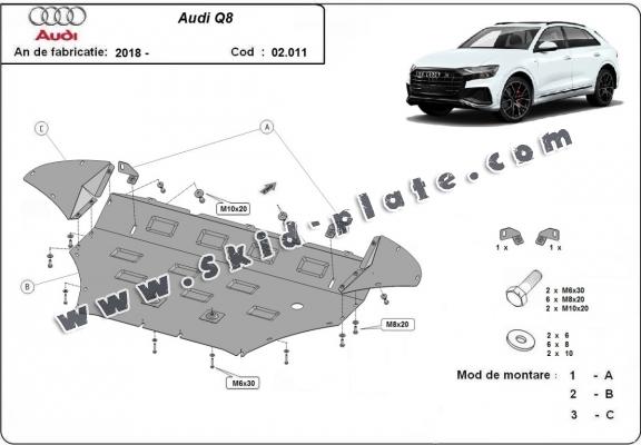 Steel skid plate for Audi Q8