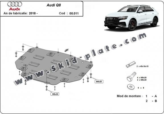 Steel gearbox skid plate for Audi Q8