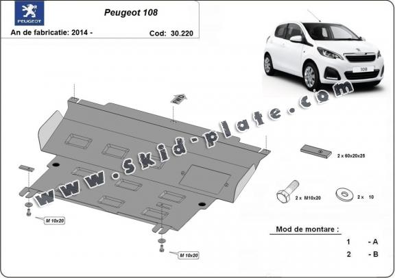 Steel skid plate for Peugeot 108
