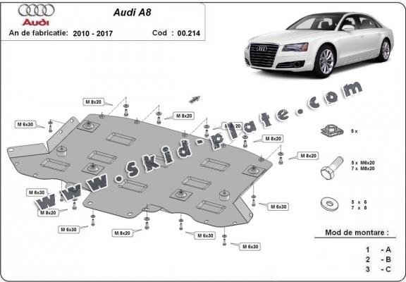 Steel gearbox skid plate for Audi A8