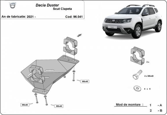 Steel EGR valve skid plate  for Dacia Duster