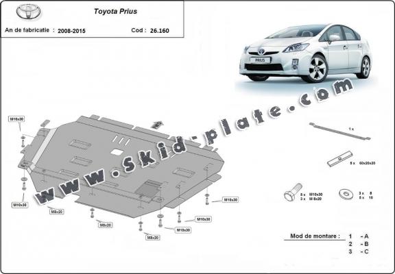 Steel skid plate for Toyota Prius