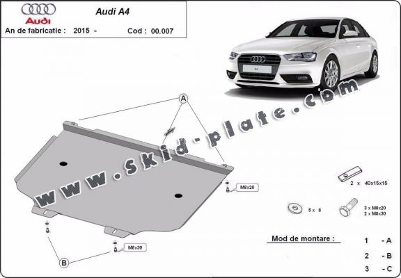 Steel gearbox skid plate for Audi A4 B9 All Road