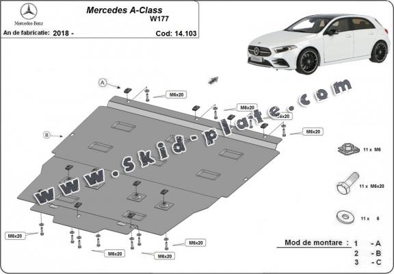 Steel skid plate for Mercedes A-Class W177