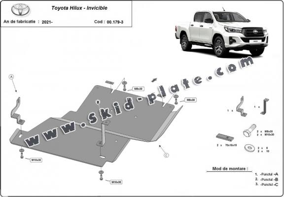 Aluminum differential skid plate for Toyota Hilux Invincible