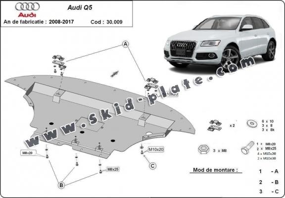 Steel skid plate for Audi Q5