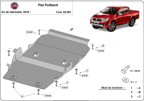 Steel skid plate for Fiat Fullback
