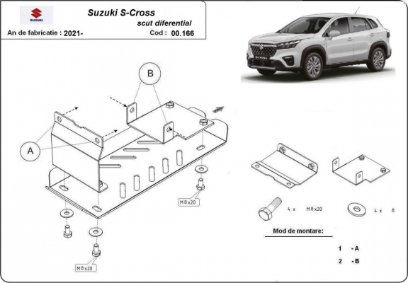 Steel diferential skid plate for Suzuki S-Cross