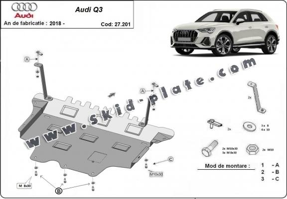 Steel skid plate for Audi Q3