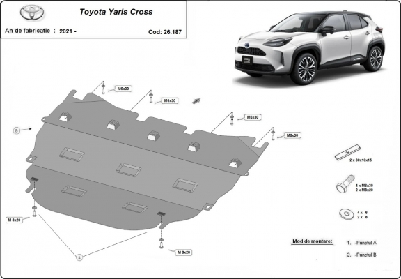 Steel skid plate for Toyota Yaris Cross XP210