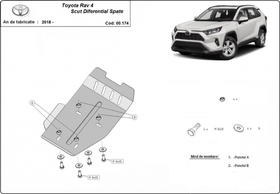 Steel differential skid plate for Toyota RAV 4