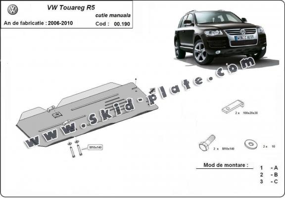 Steel manual gearbox skid plate for VW Touareg 7L