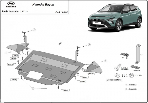 Steel skid plate for Hyundai Bayon