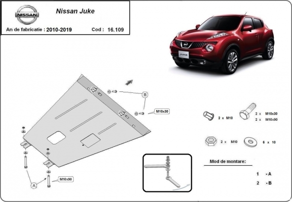 Steel skid plate for Nissan Juke