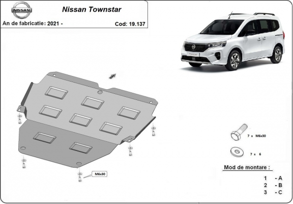 Steel skid plate for Nissan Townstar