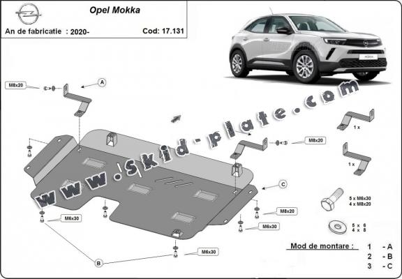 Steel skid plate for Opel Mokka
