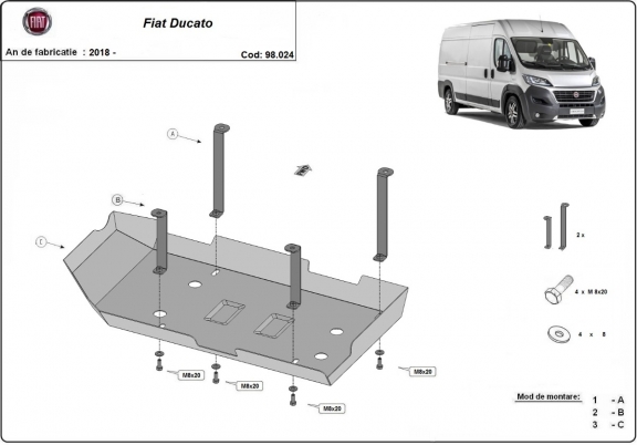 Steel AdBlue tank plate Fiat Ducato
