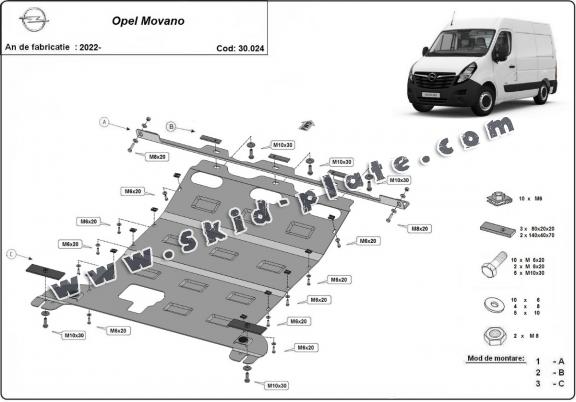Steel skid plate for Opel Movano C 