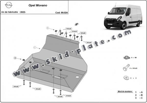 Steel fuel tank skid plate  for Opel Movano C 