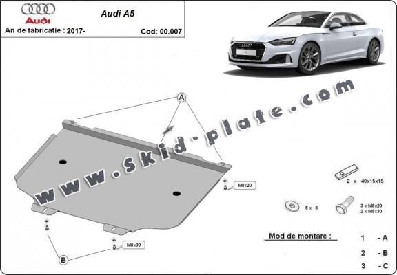 Steel gearbox skid plate for Audi A5