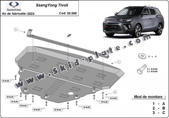 Steel skid plate for SsangYong Tivoli