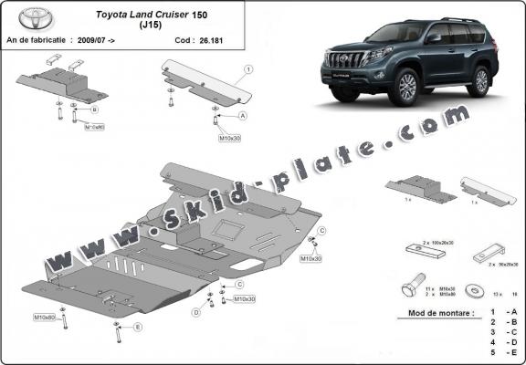 Aluminum skid plate for Toyota Land Cruiser 150