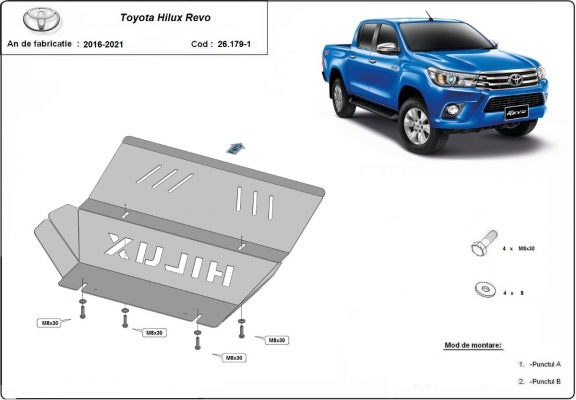 Aluminum radiator skid plate for Toyota Hilux Revo