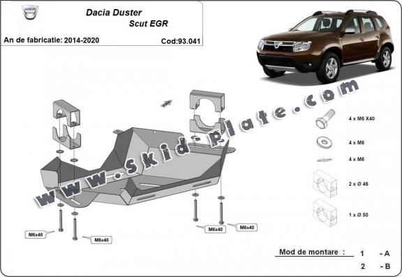 Steel EGR valve skid plate  for Dacia Duster