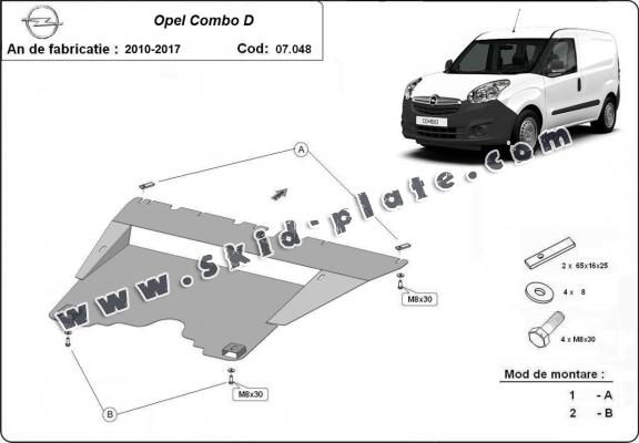 Steel skid plate for Opel Combo