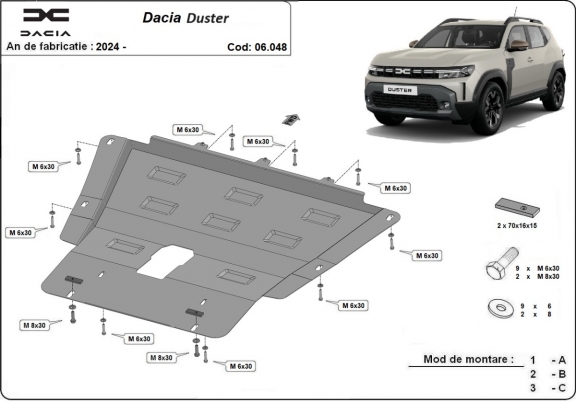 Steel skid plate for Dacia Duster - 4x2 + 4x4