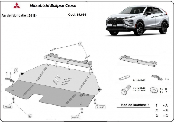 Steel skid plate for Mitsubishi Eclipse Cross