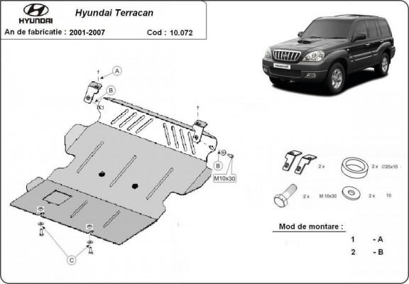 Steel skid plate for Hyundai Terracan